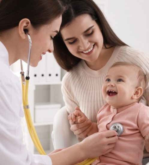 Mother,With,Her,Cute,Baby,Visiting,Pediatrician,In,Clinic